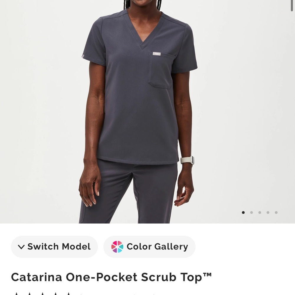 Figs Catarina V-Neck Scrub Top - Dark Gray